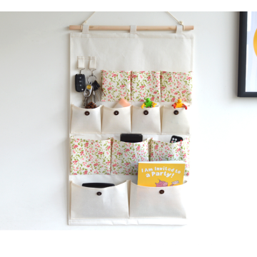 Cotton Fabric Wall Door Hanging Storage Organizer with 12 Pockets and 2 Hooks Home Closet Shelves